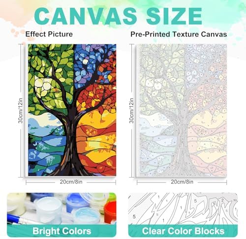 GEEHEIY Framed Paint by Numbers Kit for Adults, Tree of Life, 8 x 12 Inch - Image 3