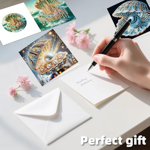12pcs Diamond Art Greeting Cards for Adults, DIY Beach Life Design Card Making Kit with Envelopes, All-Occasion Handmade Cards for Anniversary, Birthday, Daily Use - Image 5