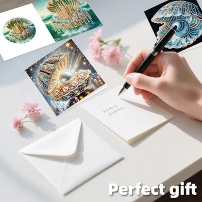 12pcs Diamond Art Greeting Cards for Adults, DIY Beach Life Design Card Making Kit with Envelopes, All-Occasion Handmade Cards for Anniversary, Birthday, Daily Use - Image 5