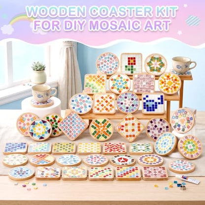 Reallnaive 48 Sets Mosaic Coaster Kit with Glass Tiles,Sparkle Style - Image 5