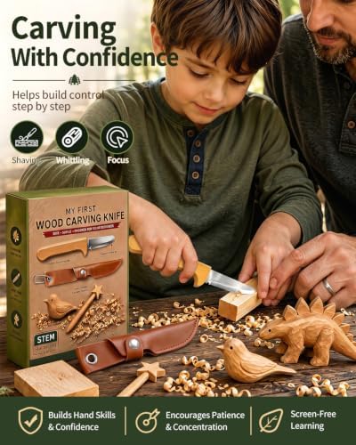 Whittling Knife for Kids, Safe Beginner Rounded Tip Wood Carving Knife - Image 5