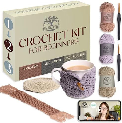 Crochet Kit for Beginners, 3 Easy Projects, Absolute Beginner Starter Kit by Berstuk-CreateArtEverybodyLoves