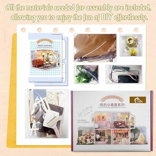 Flever DIY Miniature House Kit, Tiny Home Kit with LED Light, Mini House Build Craft Kits for Adults and Teens, Home Decor Creative Gift for Family/Friends(Warm Moment) - Image 5
