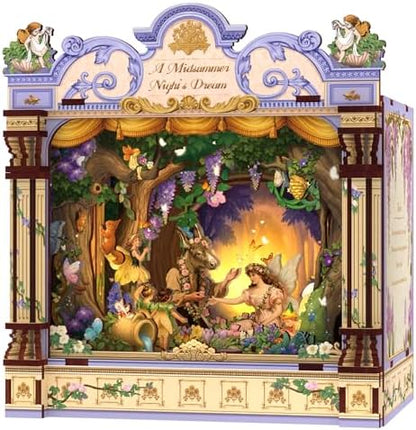 CUTEBEE DIY Miniature House Kit, 3D Wooden Puzzle for Adults, Book Nook Shelf Insert, Shakespeare Literary Gift, Enchanted Forest Miniature Theater Desktop Decor (A Midsummer Night's Dream) by CUTEBEE