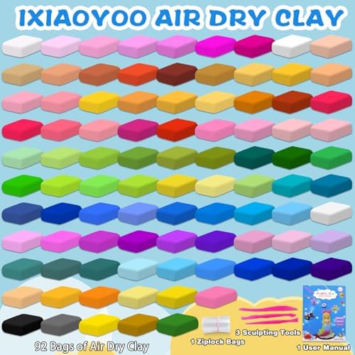 Ixiaoyoo Air Dry Clay, 92 Colors Foam Modeling Clay for School Projects - Image 3