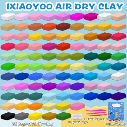 Ixiaoyoo Air Dry Clay, 92 Colors Foam Modeling Clay for School Projects - Image 3