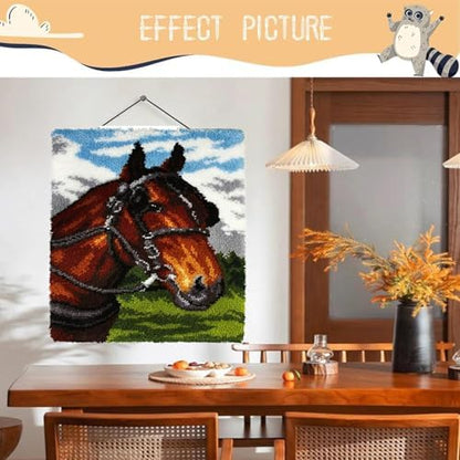 EMISTEM Brown Horse Latch Hook Kits for Adults Beginners, 20“ X 15" - Image 2