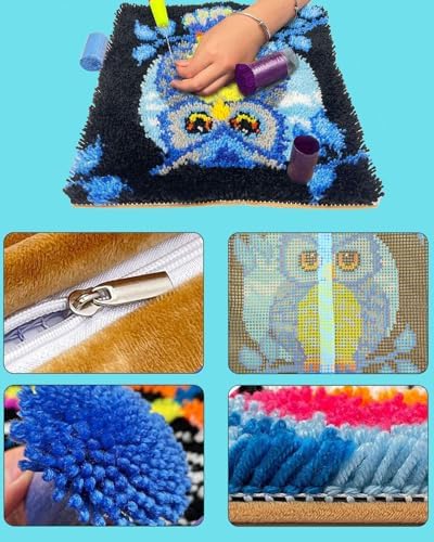 Puzamen Latch Hook Pillow Kit for Adults Beginners, 17in Latch Hook Kits - Image 4