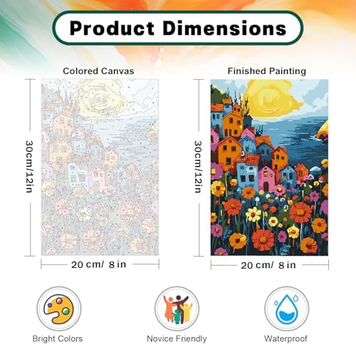 Framed Paint by Numbers Kit for Adults Beginner & Kids Ages 8-12, Landscape Flowers Adult Paint by Number Kits on Canvas with Frame, DIY Number Painting for Adults for Home Decor Gift 8 x 12 Inch - Image 4