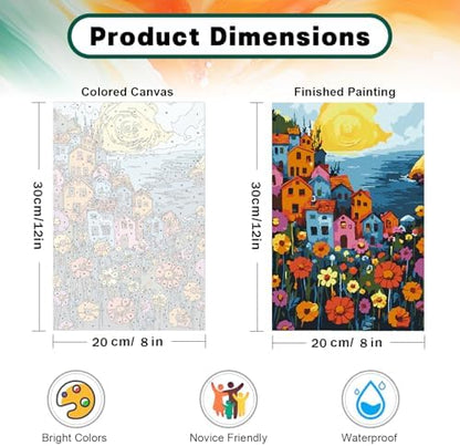 Framed Paint by Numbers Kit for Adults Beginner & Kids Ages 8-12, Landscape Flowers Adult Paint by Number Kits on Canvas with Frame, DIY Number Painting for Adults for Home Decor Gift 8 x 12 Inch - Image 4