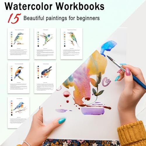 Watercolor Workbooks Birds, 15 Beautiful Paintings for Water Color Book Adult, Watercolor Coloring Book for Beginners, Watercolor Workbook for Adults Teens (Without Palette, Birds) - Image 2