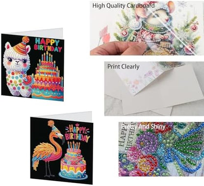 TDFERAN 6 Pack Paint by Numbers Kit Adults All Occasion Cards with Envelopes Diamond Painting Blank Birthday Greeting Cards Greeting Cards Thinking of You Encouragement Cards Birthday Bear Crocodile - Image 4