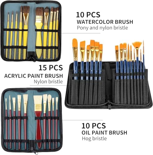 149Pcs Deluxe Artist Painting Set with Aluminum and Beech Wood Easel, 48 Colors Acrylic & Oil Paints, 24 Colors Watercolor Paints, Art Paint Supplies for Artists, Beginner & Adults - Image 4