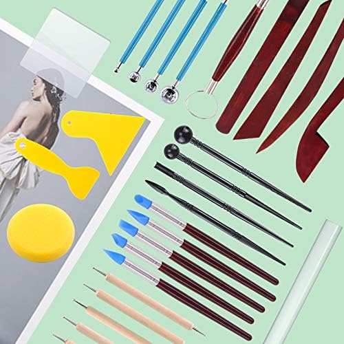 Swpeet 29Pcs Hand Modeling Clay Sculpting Tools Kits, Ball Stylus Tool, Wooden Dotting Tools, Rubber Tip Pens, Sculpture Knives, Ceramic Pottery Tools Sculpting Kit for Making Modeling Clay - Image 6