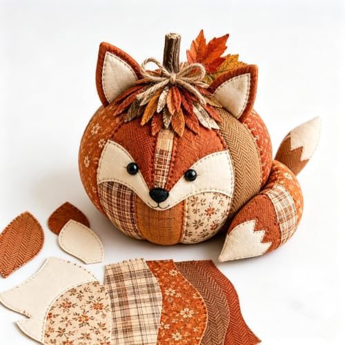 DIY Animal Pumpkin Sewing Kit,Harvest Fabric Animal Pumpkin Craft Set for Adults Beginners,Autumn Thanksgiving Home Ornament Craft Kit,Hand Sewing Decor (Fox) by Unknown