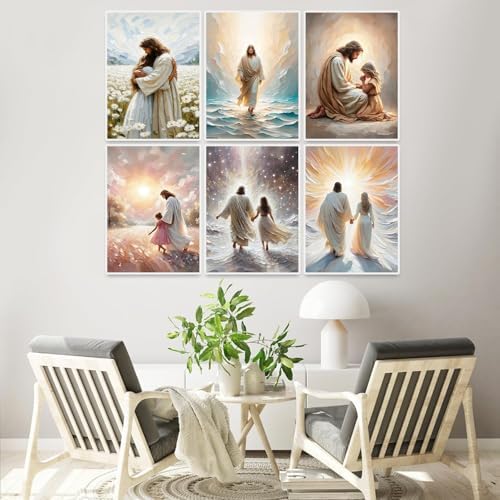 6 Pack Jesus Paint by Numbers Kit for Adults Framed Canvas, Frameworkless - Image 4