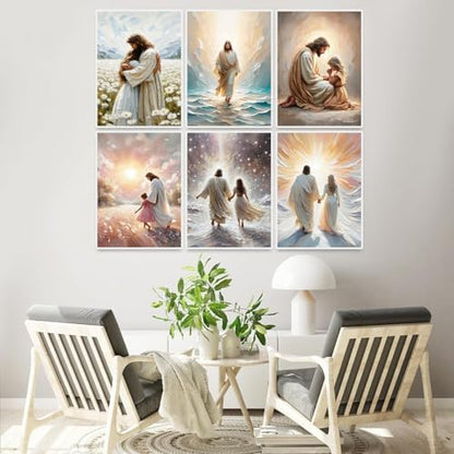 6 Pack Jesus Paint by Numbers Kit for Adults Framed Canvas, Frameworkless - Image 4