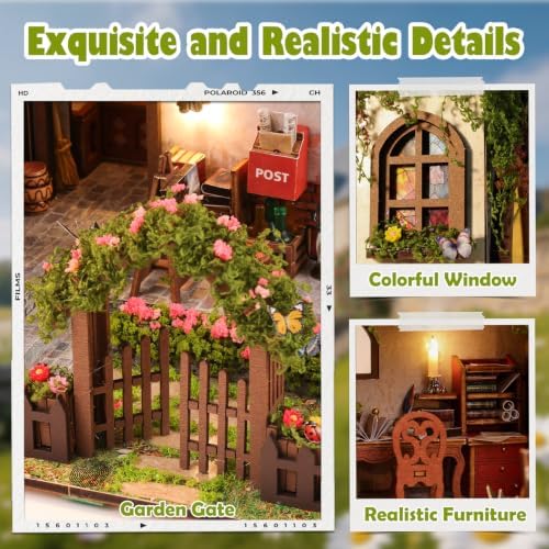 Miniature House Kit for Adults, Dollhouse Kit Garden with LED - Image 4