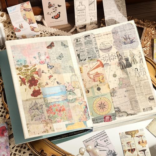 6 Sets 300 Pcs Washi Stickers Set Vintage Aesthetic Sticker Book for Journaling Decorative Scrapbook Floral Paper Sticker Kit for Scrapbooking, Bullet Journal, Art Craft Gifts, Notebook Making - Image 7