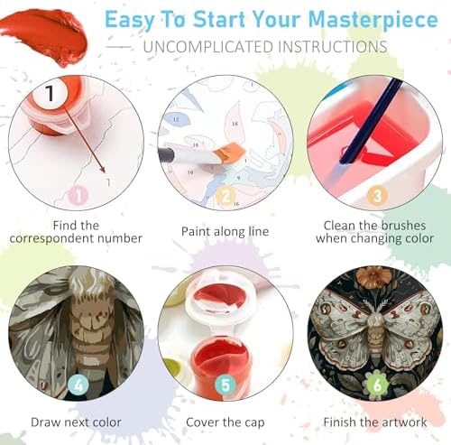 Paint by Numbers Kit for Adults, Butterfly DIY Acrylic Canvas Painting Set - Image 6