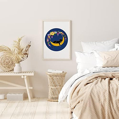 Louise Maelys Cat Moon Embroidery Kit for Beginners Floral Design - Image 5