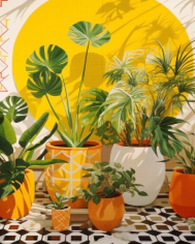CISDKK Needlepoint Needlecrafts Kits,crossstitching Kits Adult,Modern Plants,Modern Plants on Tiled Floor,Pink Plants,Teal Plants,Mustard Plants,11CT,13.39 * 17.33 inch by Unknown