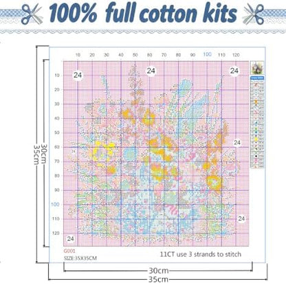 Flower Stamped Cross Stitch Kits for Adults Beginner Needlepoint Art Craft - Image 6