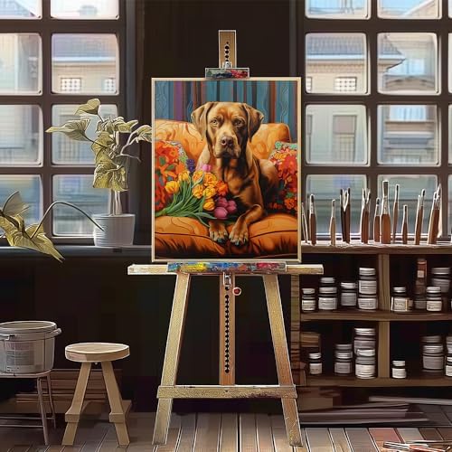 Natuyalo Paint by Numbers for Adults - DIY Adult Paint by Number Kits Painting on Canvas Dog on Sofa Painting by Numbers for Beginners, Animal Art Craft Kits for Adults (16x20 Inch) - Image 4