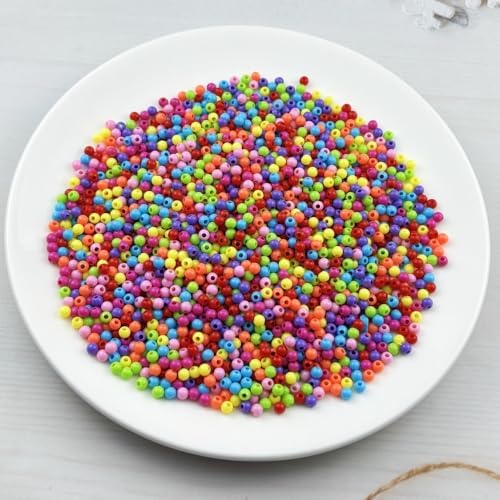 2000pcs Acrylic Round Beads for Crafts 4mm Resin Candy Color Spacer Beads with Hole for Jewelry Making Sewing Crafts Decoration Necklaces Bracelets Earrings Supplies(Dark Mix Colors) - Image 2