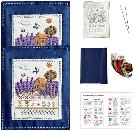 Embroidery Stitch Book Kit for Beginners, All-in-One Hand Embroidery Learning & Practice Book with Fabric Pages,100+ Patterns,Fabric & Tools,Beginner to Advanced DIY Stitching Set with English Guide by Unknown