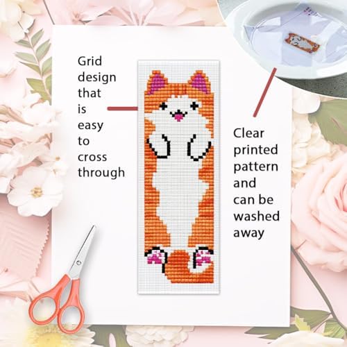 ORIGACH 6 Set Vivid Cute Cat Cross Stitch Bookmark Kit for Beginner - Image 3