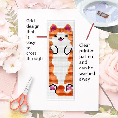 ORIGACH 6 Set Vivid Cute Cat Cross Stitch Bookmark Kit for Beginner - Image 3