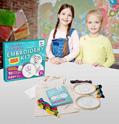 CraftLab Embroidery Kit for Kids - Beginner Sewing Kit with 10 Projects, Hoops, Thread, Patterns - Image 2