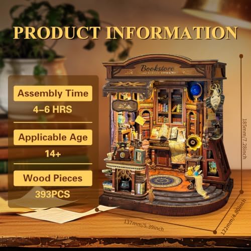 Book Nook Kit DIY Miniature House 3D Wooden Puzzle - Inchspace Bookstore - Image 2
