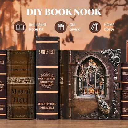 MiniCity Book Nook Kit, DIY Miniature House Kit for Adults, Teens and Beginners, Dollhouse Booknook Library Tiny House Bookshelf Decor (Introduction to Magical Flight) - Image 6