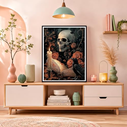 NXIKYO Skull Paint by Numbers Kit for Adults Beginner, Roses Book Adult Paint by Number Kits on Canvas, DIY Acrylic Oil Easy Painting by Numbers for Home Wall Decor 16 X 20 inch (Without Frame) - Image 7