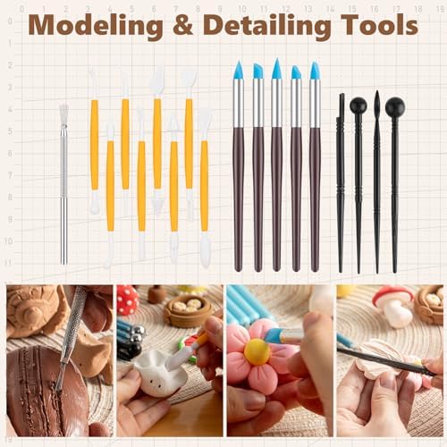 UUSYCUN 52PCS Pottery Tools for Sculpting, Ceramics Clay Tools for Pottery Kiln, Pottery Wheel, Trimming, Carving, Modeling, Beginners, Polymer Clay, Air Dry Clay, Pros, Adults, Crafting Supplies - Image 6