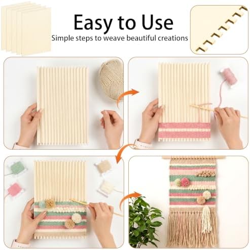 Tosnail 20 Pack Beginners Wooden Looms, 5.9 x 9 Inches Notched Weaving Loom for Adults, Darning Beading Boards, Basket Weaving Tools Kit for Crafts Project, Knitting, Sewing, Crochet - Image 5
