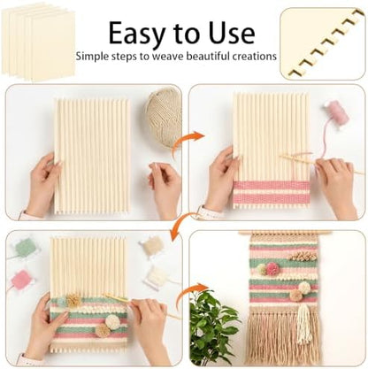 Tosnail 20 Pack Beginners Wooden Looms, 5.9 x 9 Inches Notched Weaving Loom for Adults, Darning Beading Boards, Basket Weaving Tools Kit for Crafts Project, Knitting, Sewing, Crochet - Image 5