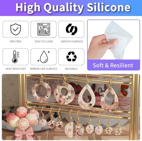 328 Pcs Jewelry Epoxy Resin Silicone Molds Kit with Holes for DIY Earring - Image 2