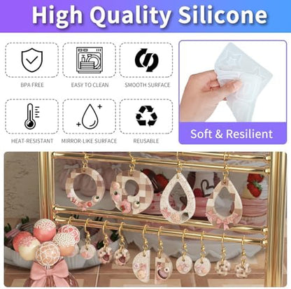 328 Pcs Jewelry Epoxy Resin Silicone Molds Kit with Holes for DIY Earring - Image 2