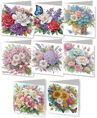 MaiYiYi 8 Pack 5D DIY Butterfly Diamond Painting Greeting Cards Art Kit by MaiYiYi