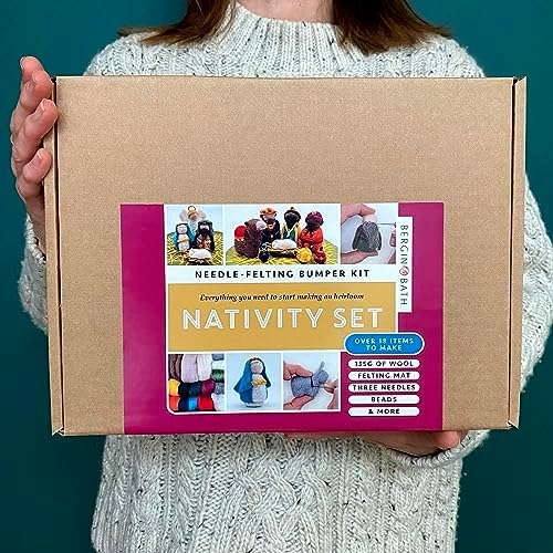 Bergin & Bath Needle Felting Bumper Kit - Nativity Craft Set for Adults and Teens, Gift, Planet-Friendly Wool - Image 2