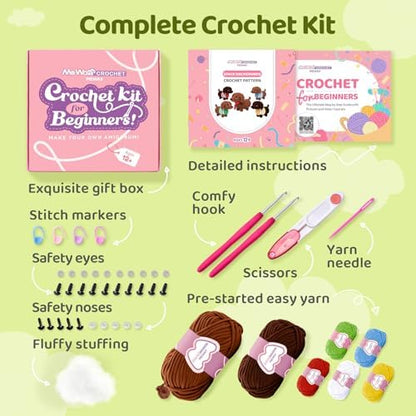 Mewaii Crochet Kit for Beginners, 5 Pack Dachshund Dog Craft Set - Image 4