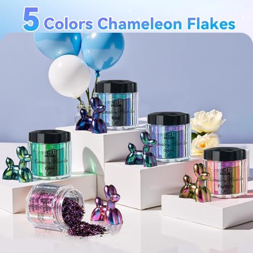 LET'S RESIN Chameleon Flakes and 12-Color UV Resin with All-Inclusive Keychain Making Kit - Image 3