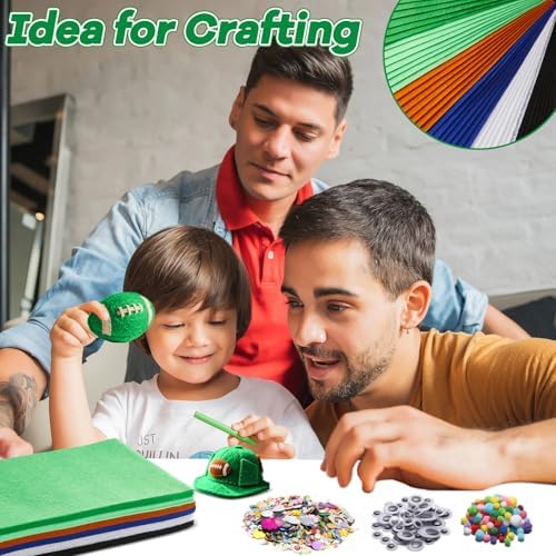 gisgfim 42Pcs Football Felt Fabric Sheets Craft Kit 8 x 12 Inch Green Brown Assorted Colors Thick Felt Pack with Wiggle Google Eyes Pompoms Glitter Patchwork Craft for DIY Sewing Art Project Decor - Image 5