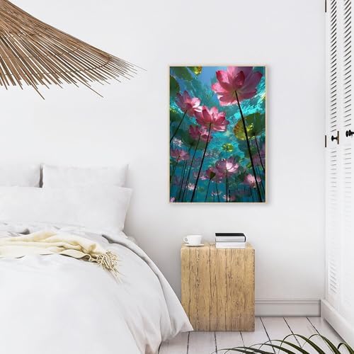 Lotus Flower Paint By Numbers Kit For Adults Beginner, Adult Paint By Number Kits On Canvas Flower Oil Painting Kit For Beginners Adults' Paint-By-Number Kits For Gift Home Wall Decor 16x20 Inch - Image 4