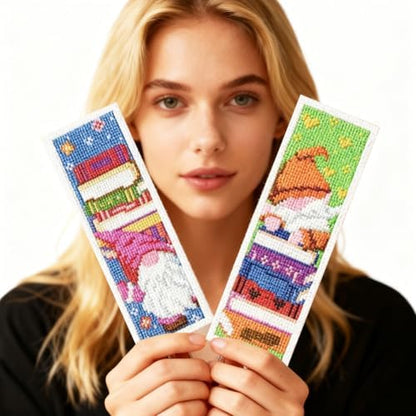 ORIGACH 6 Set Gnome Reading Cross Stitch Bookmark Kit for Beginner - Image 6