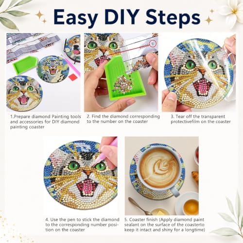 DOTZSO Diamond Art Coaster Kit 8Pcs Dog Diamond Painting Coaster 4×4in - Image 4