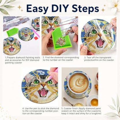 DOTZSO Diamond Art Coaster Kit 8Pcs Dog Diamond Painting Coaster 4×4in - Image 4